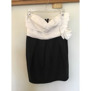 Block Color Black and White Cocktail Dress